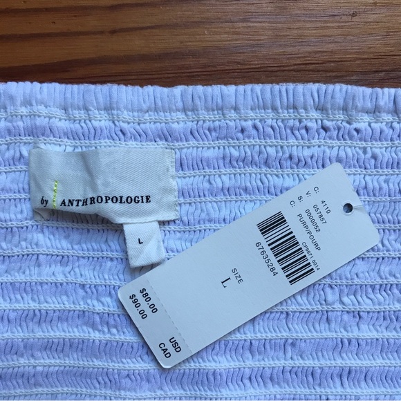 Anthropologie Lavender and White Striped Seersucker Crop Top, NWT, L - Picture 6 of 9